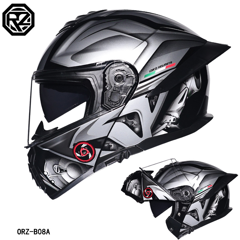 ORZ Motorcycle Helmet Dual Vis - Modular Flip Up Motorcycle Helmet Dot Approved 评论和价格
