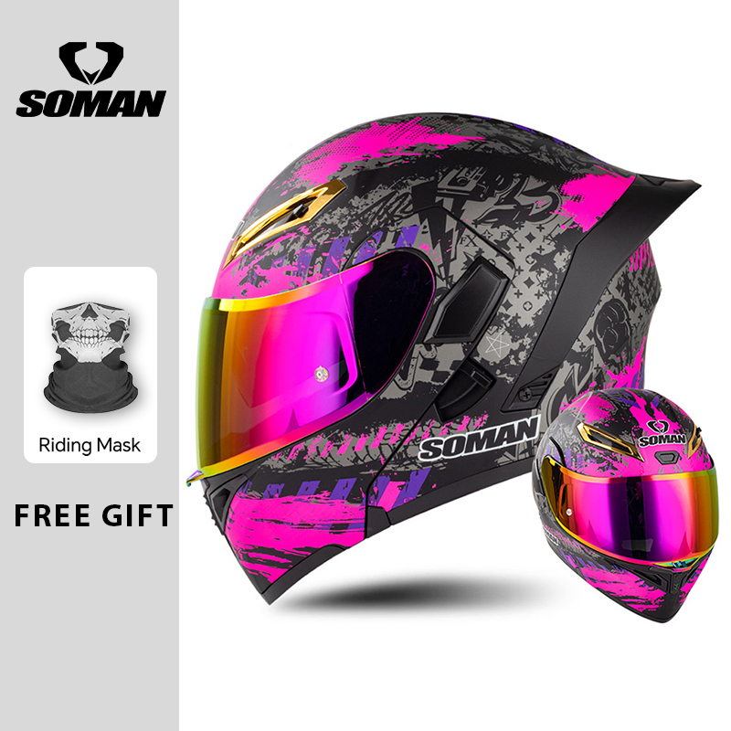 Unisex DOT Approved Dual Visor - Dual Visor Motorcycle Racing Helmet 评论和价格