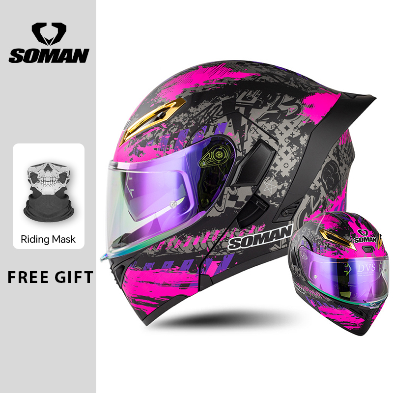 Unisex DOT Approved Dual Visor - Dual Visor Motorcycle Racing Helmet 评论和价格
