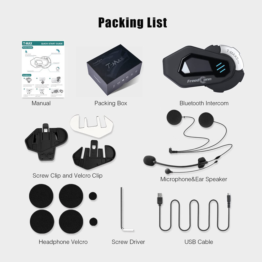 FreedConn T MAX S PRO Motorcyc - Universal Motorcycle Helmet Intercom Headset 评论和价格