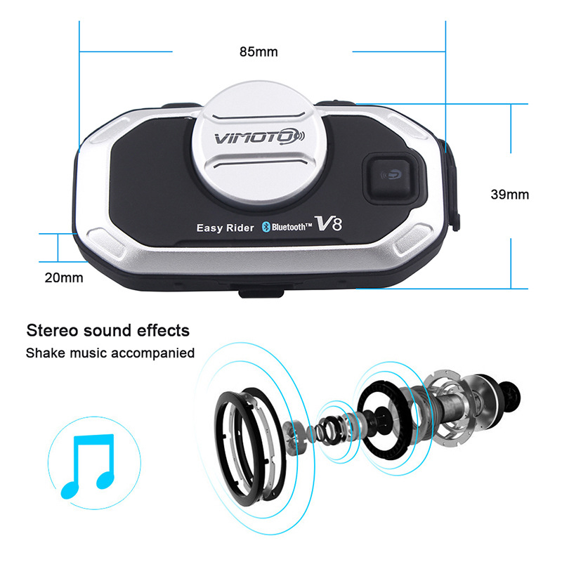 Vimoto V8 Motorcycle Helmet He - Universal Motorcycle Helmet Intercom Headset 评论和价格